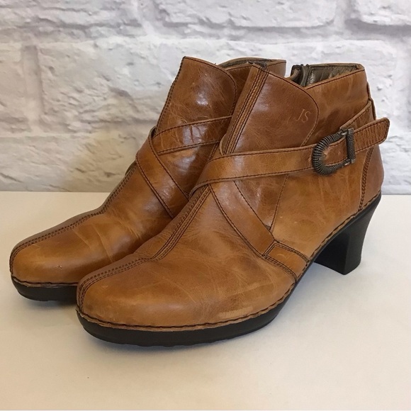 Josef Seibel 10-10.5 (41) Leather Ankle Boots Women’s Camel Color Chunky Heels - Picture 4 of 15